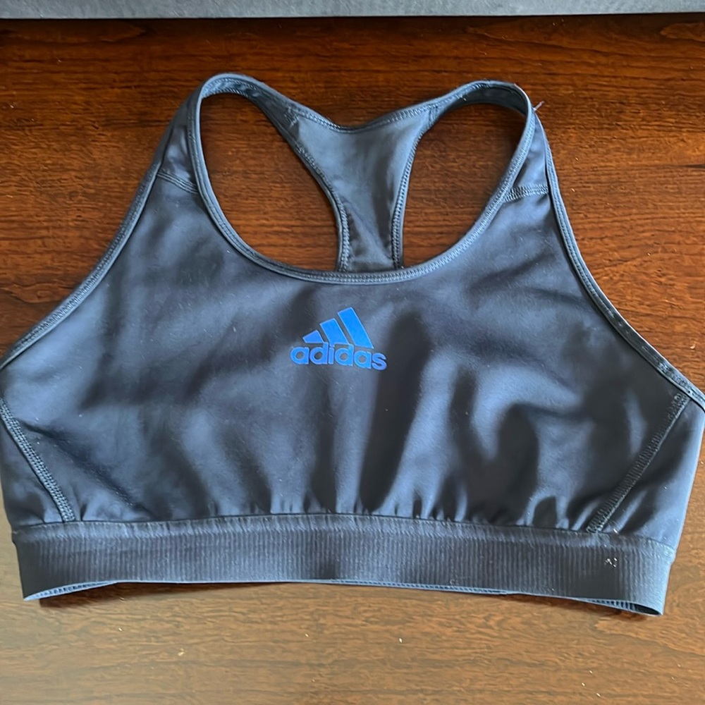 Women’s Adidas Techfit Blue Racerback Sports Bra with Logo. Size L.